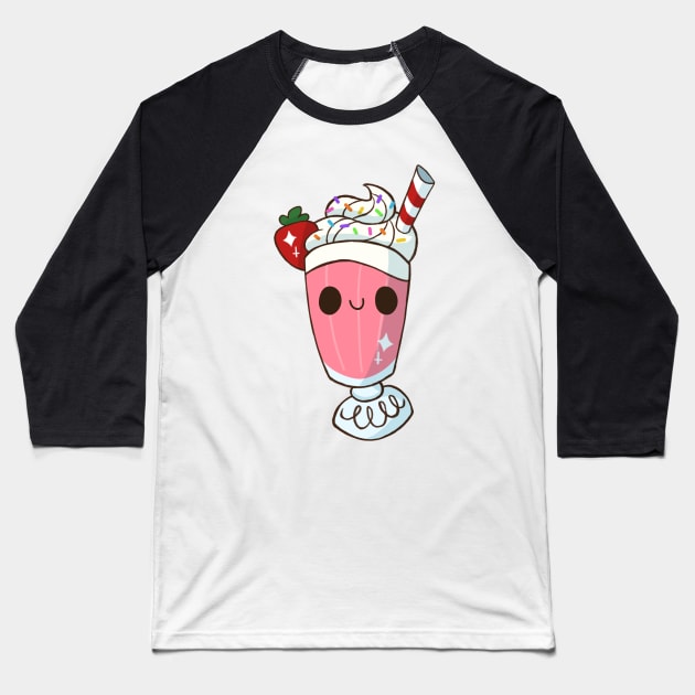 Strawberry Milkshake Baseball T-Shirt by mimiranger